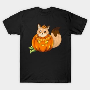 Sunny the Fox in a Cute Jack o’ Lantern T-Shirt